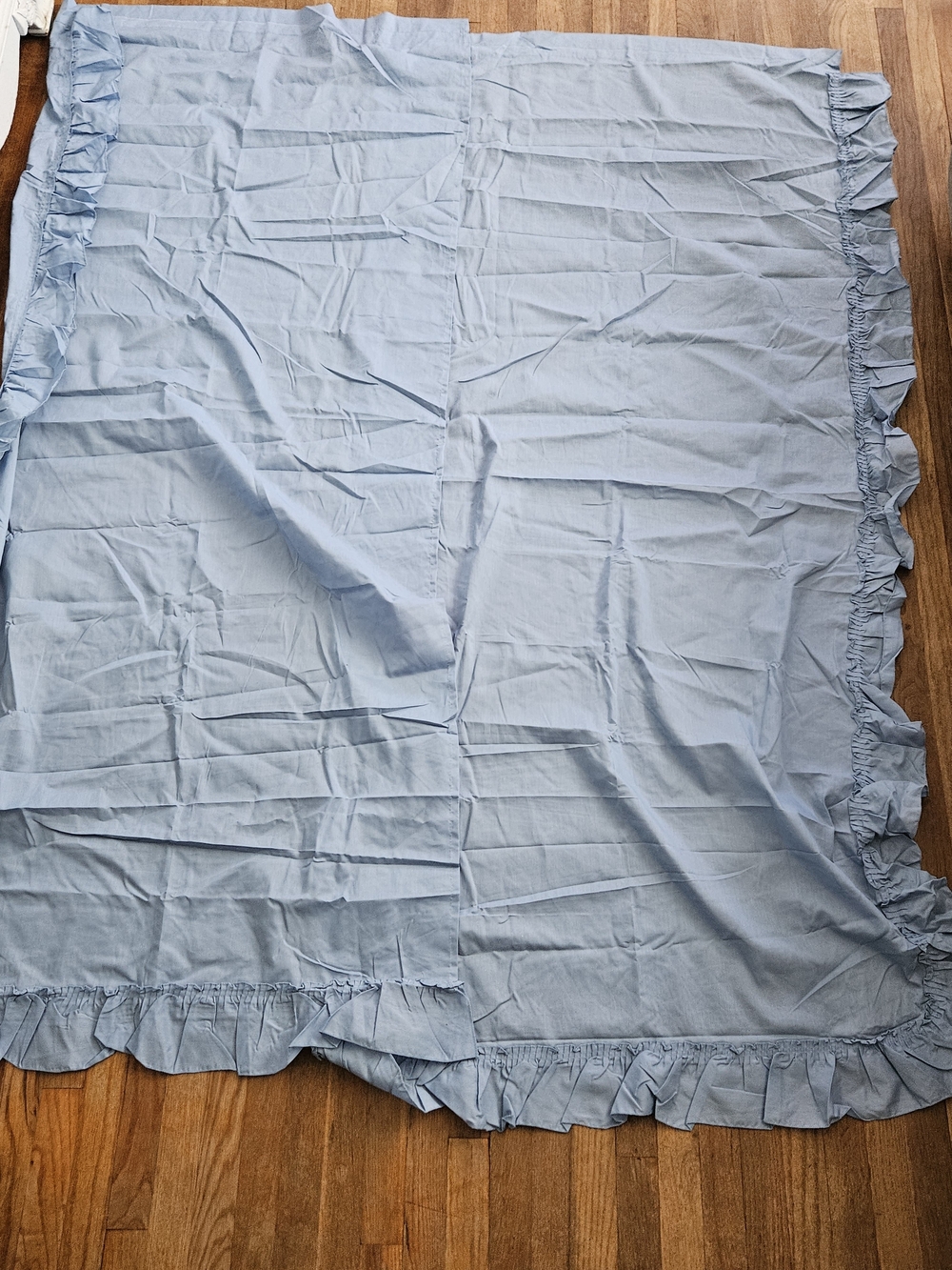 Blue Ruffled Curtain Panels 80 x 40 inch